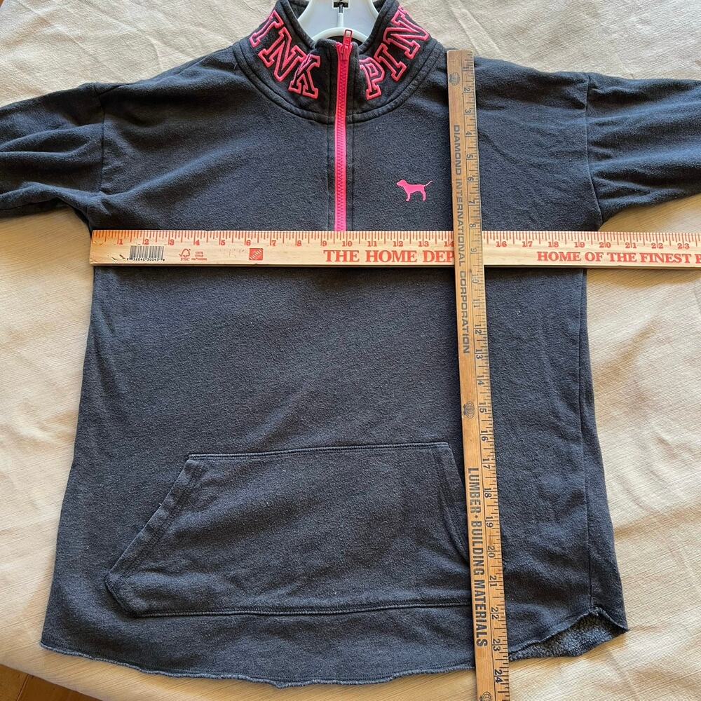 Victoria's Secret PINK 1/4 Zip Pullover Sweatshirt Gray/Pink Logo Size Small - Picture 11 of 11